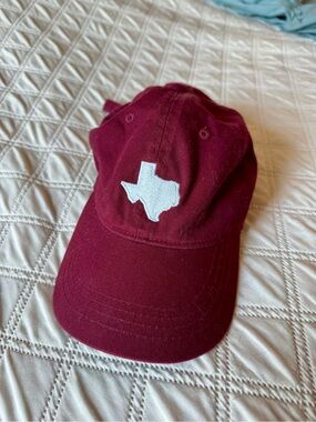 Maroon Baseball Cap with White Texas Patch